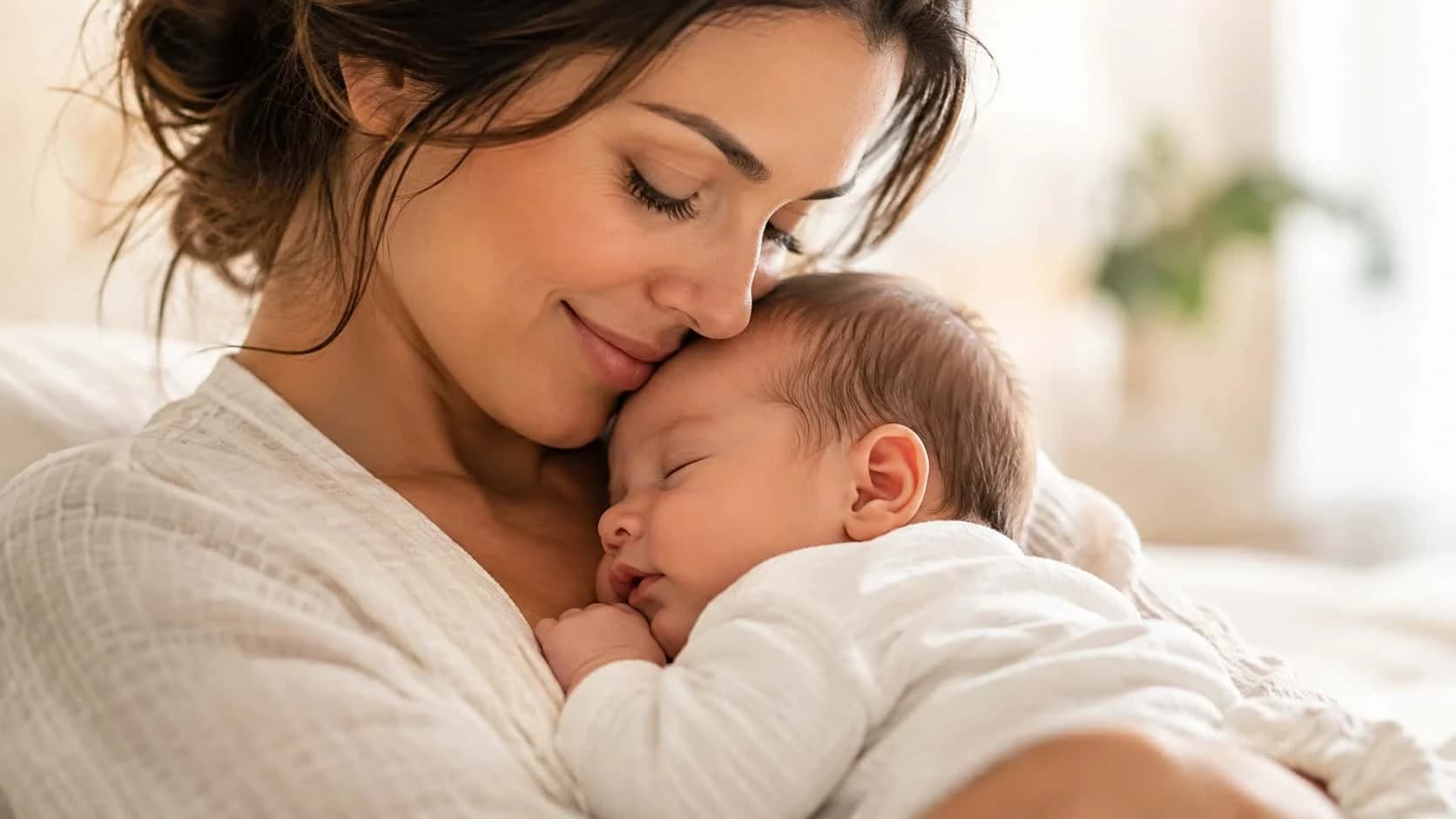 Moeder met pasgeboren baby in een warme omhelzing — Inas Kraamzorg Zaandam